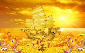 金色帆船财源滚滚