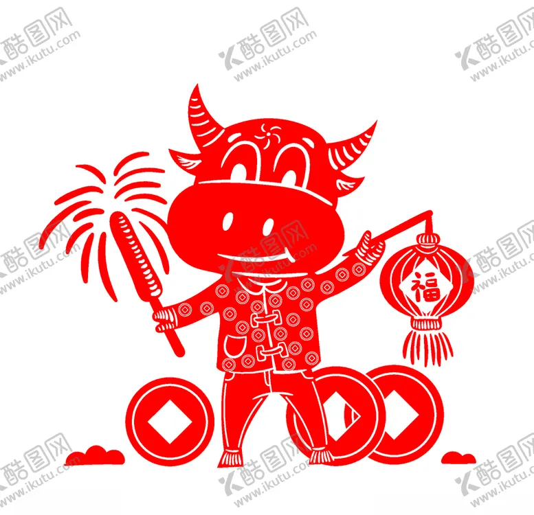 编号：14558705111924002461【酷图网】源文件下载-牛年剪纸