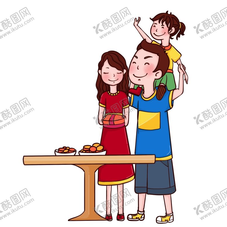 编号：64530709232301047658【酷图网】源文件下载-一家人团圆吃月饼