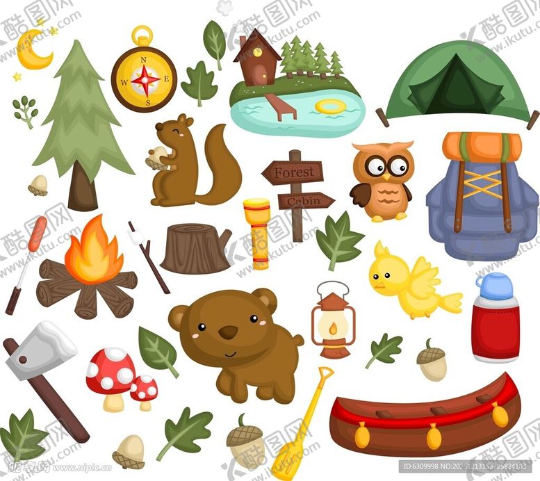 编号：39130612182249286780【酷图网】源文件下载-户外露营元素集合