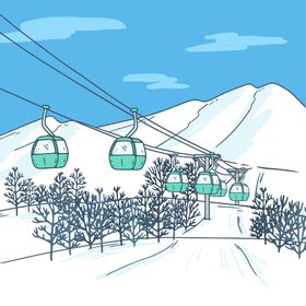 滑雪场背景冬日壁纸色冬天缆车