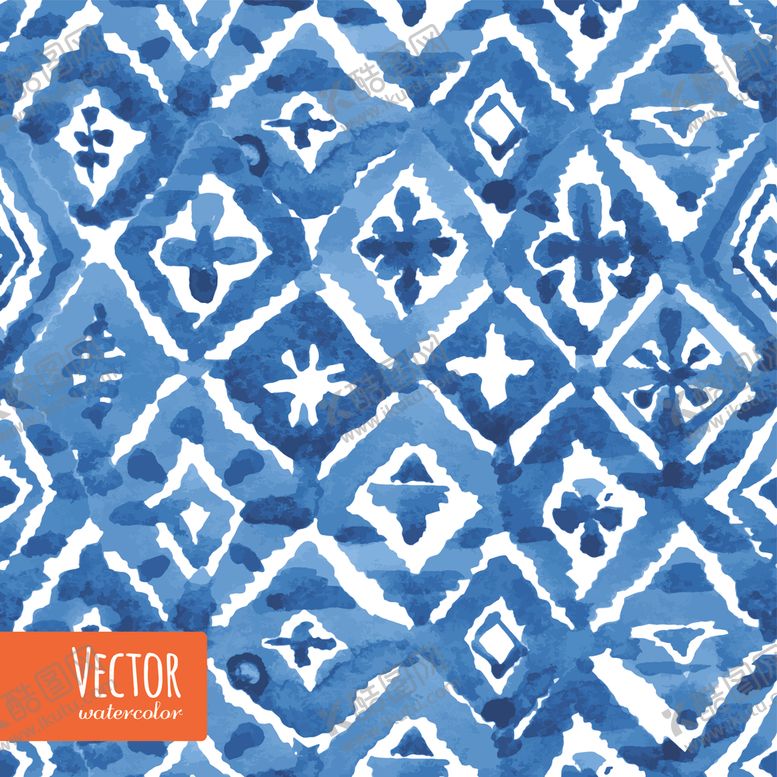 编号：87303709250014317291【酷图网】源文件下载-小清新蓝色水彩图案