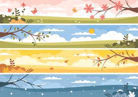四季风景插图