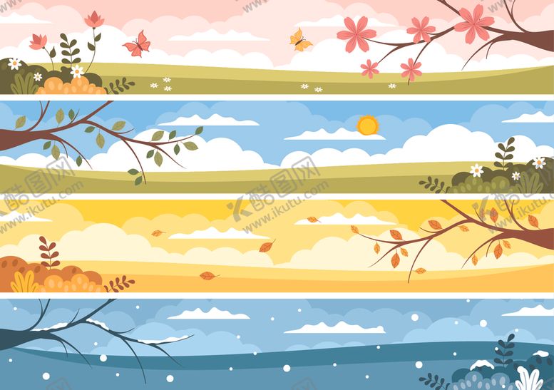 编号：20831804141213171555【酷图网】源文件下载-四季风景插图