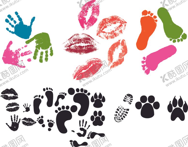 编号：95639909130029371107【酷图网】源文件下载-唇印脚印手印