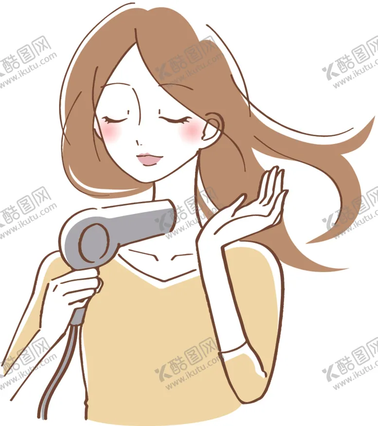 编号：83844101241222464174【酷图网】源文件下载-吹头发的女人插画