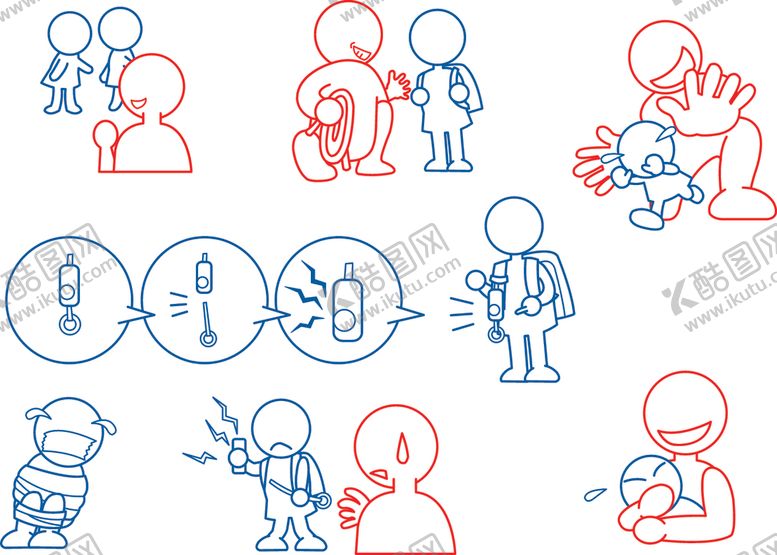 编号：44027710311603401572【酷图网】源文件下载-社交互动简笔图标集合