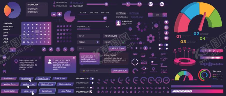编号：32071704032152295647【酷图网】源文件下载-多彩UI设计元素集合