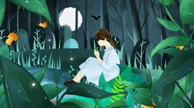 梦幻插画少女手绘插画