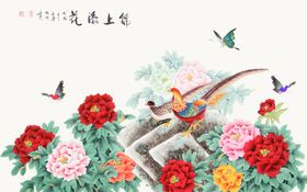花开富贵画心牡丹国画背景墙