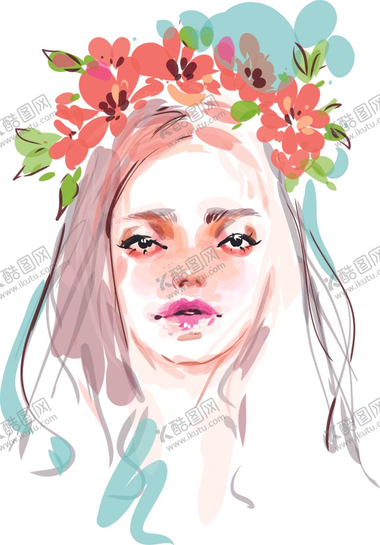 编号：92575109152242058430【酷图网】源文件下载-水彩人儿