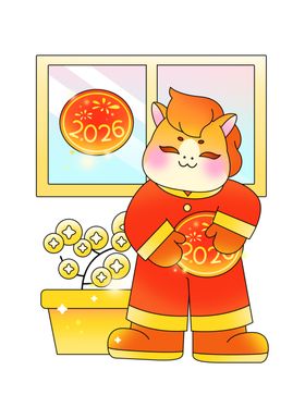 萌猫贺岁手持福字迎新春