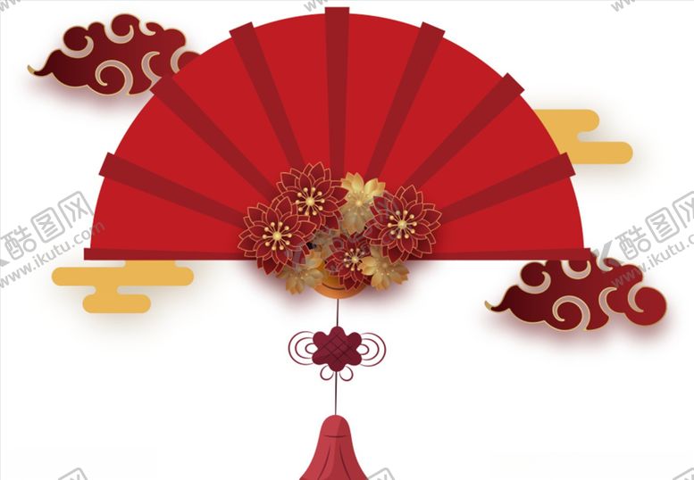 编号：52307104180033467224【酷图网】源文件下载-新年春节喜庆折扇传统矢量元素