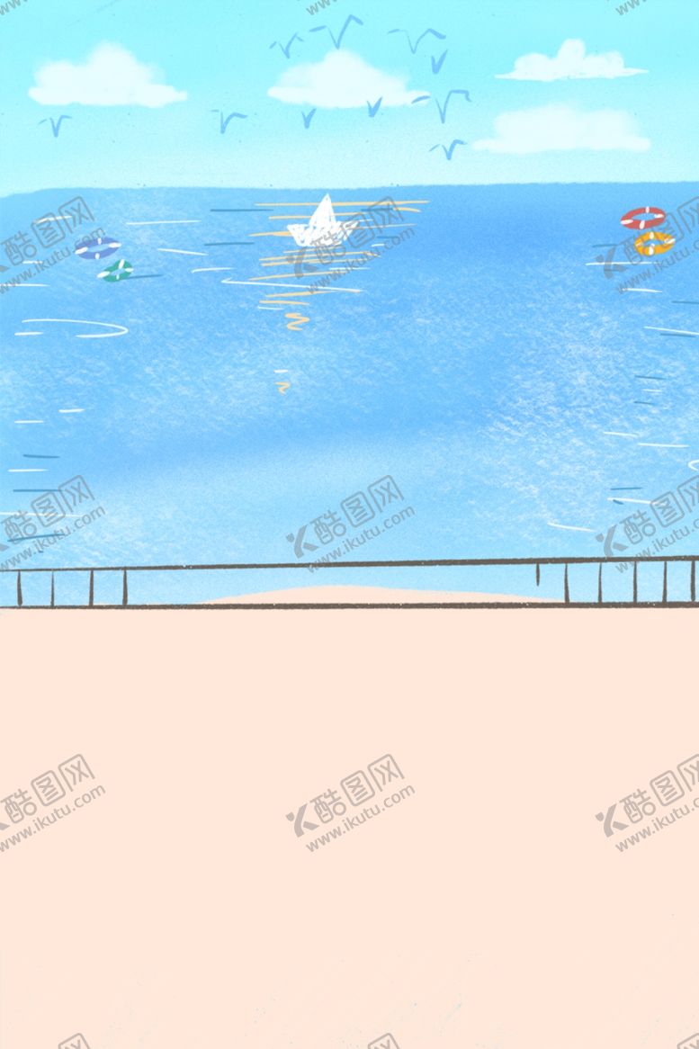 编号：49269906240344008173【酷图网】源文件下载-卡通海洋沙滩天空海岛背景