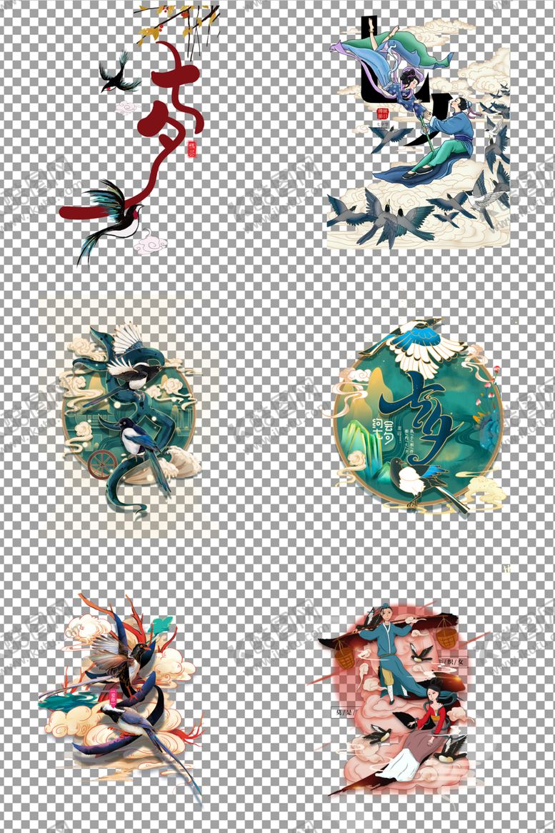 编号：51936010041004031593【酷图网】源文件下载-七夕牛郎织女