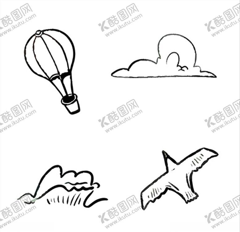 编号：72593810211022304339【酷图网】源文件下载-白云热气球大雁海鸥雁飞高山