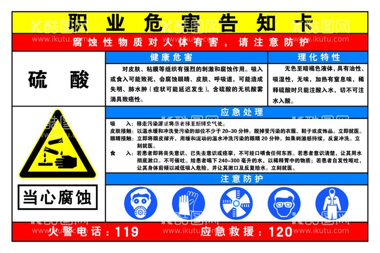 编号：84716309262347344381【酷图网】源文件下载-硫酸危害告知卡