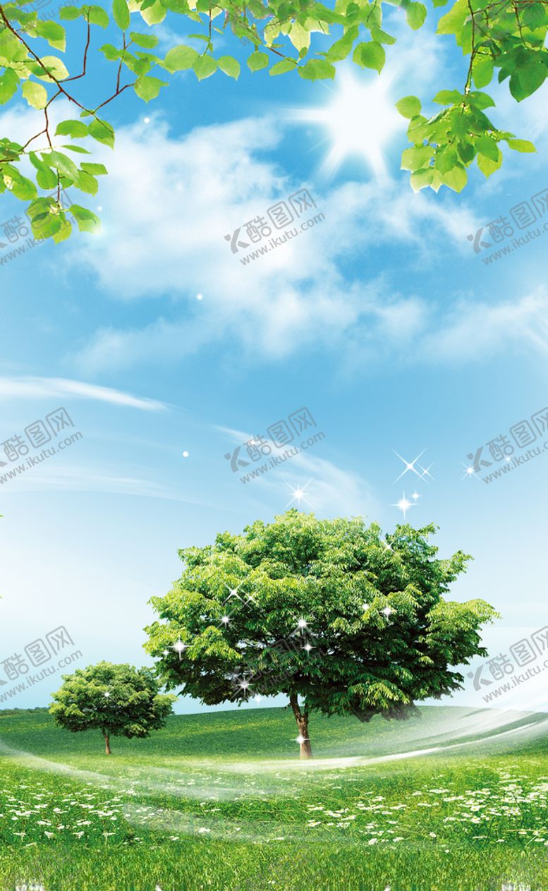 编号：43296605232335496782【酷图网】源文件下载-蓝天白云草地