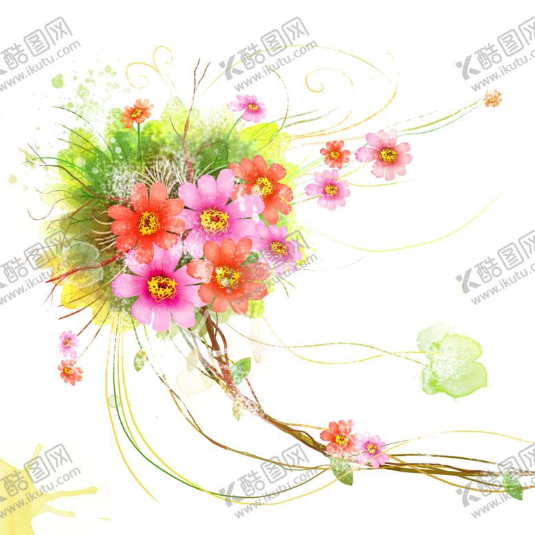 编号：42896012122107108861【酷图网】源文件下载-水彩花卉花纹唯美挂画装饰画