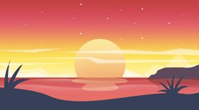 夕阳矢量插画