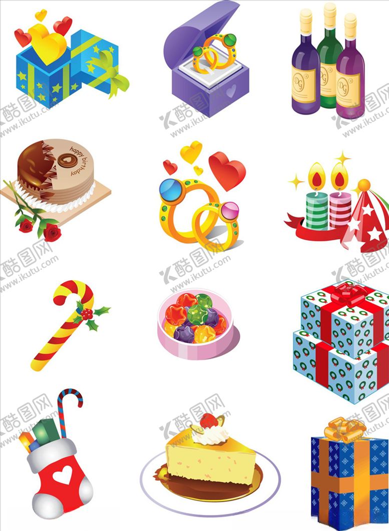 编号：11469610130420413095【酷图网】源文件下载-手绘圣诞节礼物蛋糕