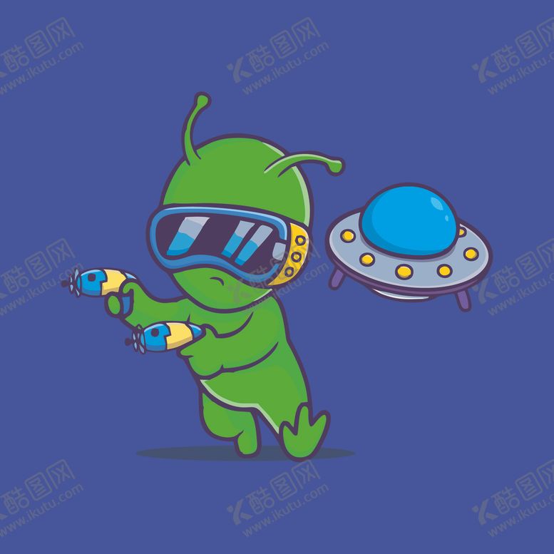 编号：17622102091056027015【酷图网】源文件下载-可爱外星人卡通矢量儿童插画