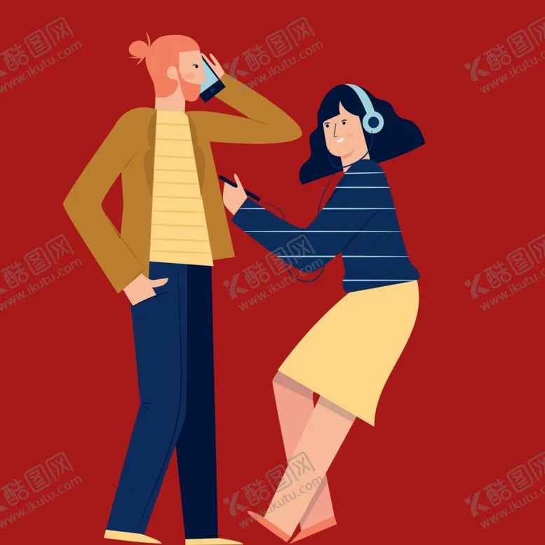 编号：77411302171453291709【酷图网】源文件下载-手绘情侣恋人