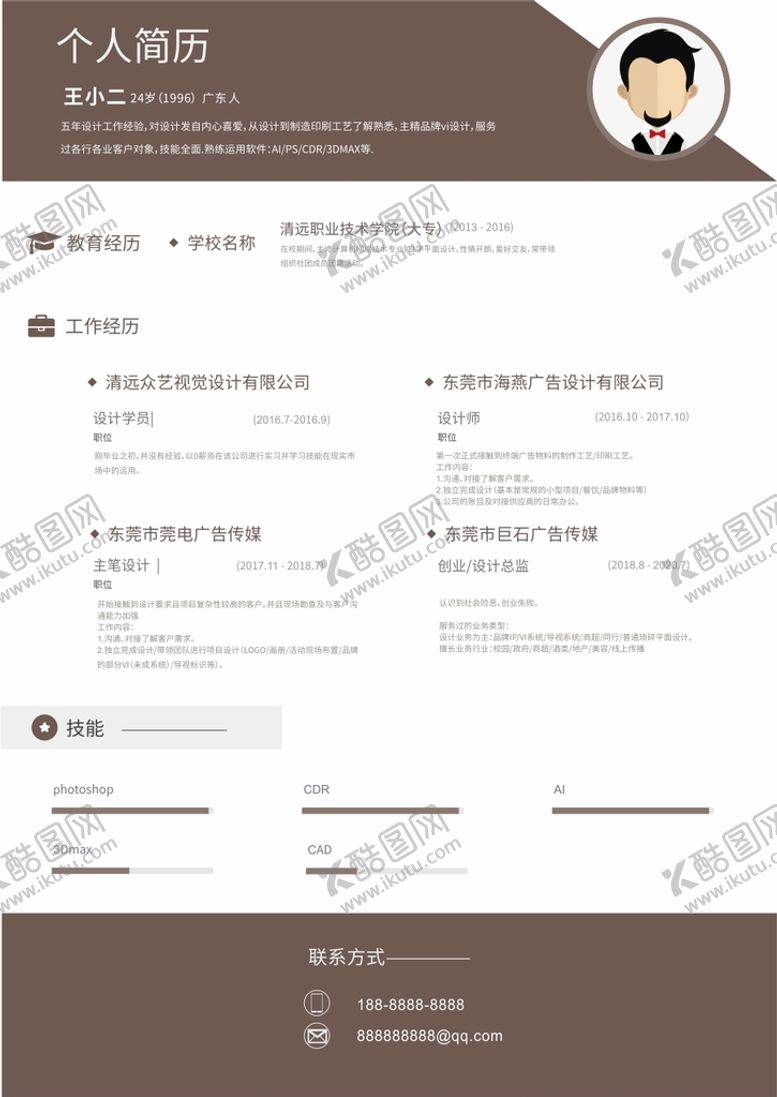编号：82401509142133340712【酷图网】源文件下载-简约个人简历 矢量CDR商业高端