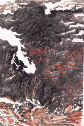 水墨山水国画风景云雾古大气中古