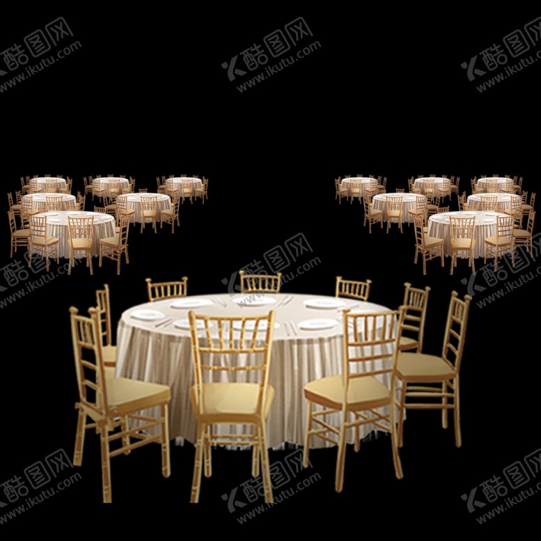 编号：10791503300946141503【酷图网】源文件下载-婚礼效果图素材香槟色桌椅