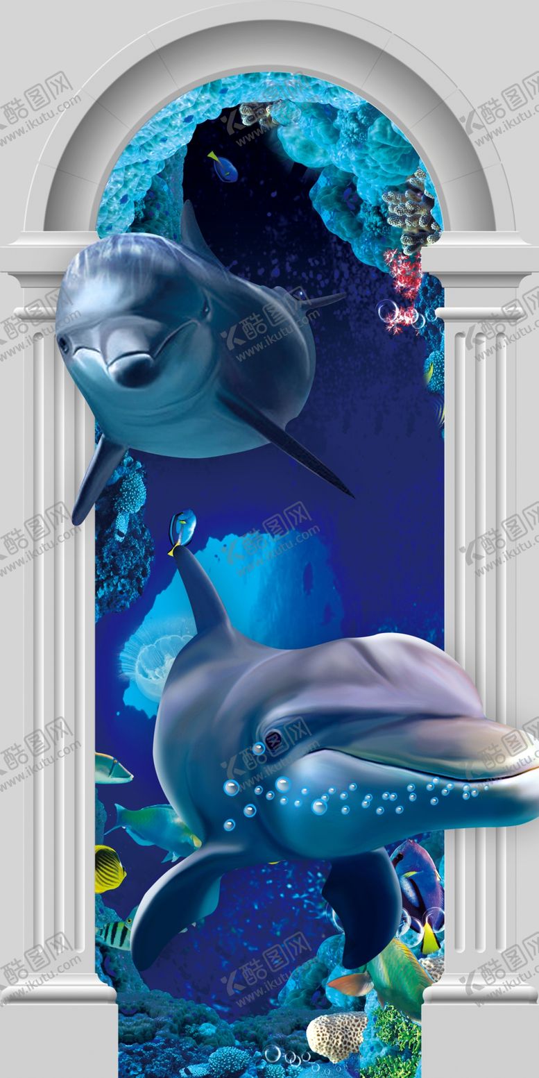 编号：90361609260858303878【酷图网】源文件下载-3D海豚玄关