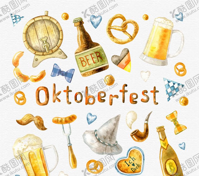 编号：30548209112123304749【酷图网】源文件下载-17款彩绘啤酒节元素