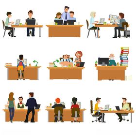 多样办公场景人物插画