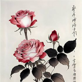 水墨玫瑰花