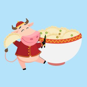 元宵牛吃饺子