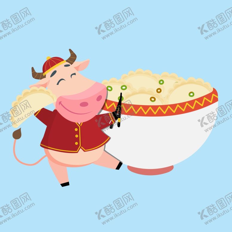 编号：16108707130853312124【酷图网】源文件下载-元宵牛吃饺子