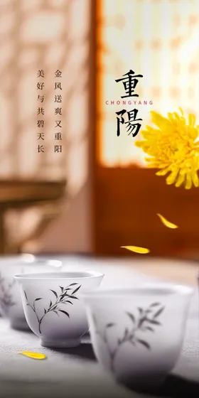 重阳节海报九九促销赏菊