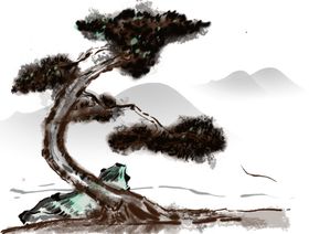 水墨中国风迎客松