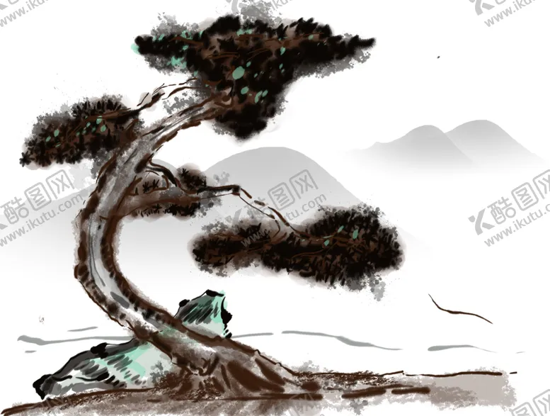 编号：99974805091646224521【酷图网】源文件下载-水墨中国风迎客松