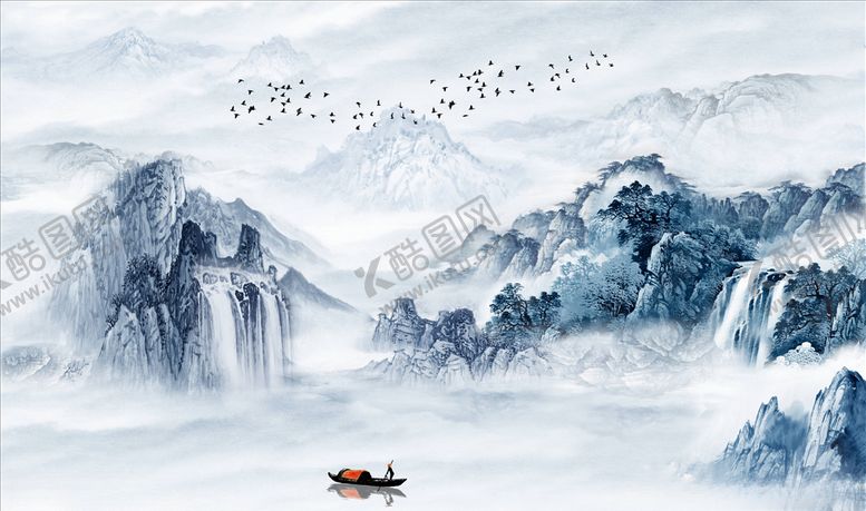 编号：23347205111224534997【酷图网】源文件下载-水墨电视背景墙