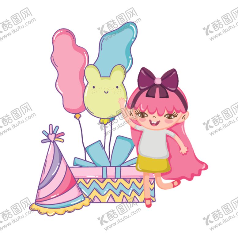 编号：63961007090347534687【酷图网】源文件下载-卡通生日女孩