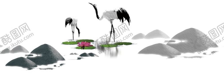 编号：11588605141629184830【酷图网】源文件下载-水墨鹤