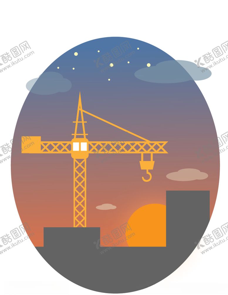 编号：75080709221808246959【酷图网】源文件下载-扁平风城市插画塔吊