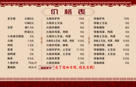 价格表