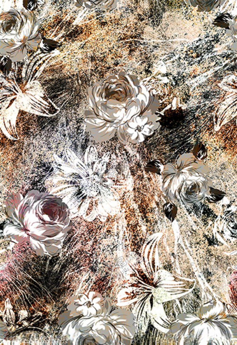 编号：12774310302056502506【酷图网】源文件下载-数码印花混色底混色豹纹花