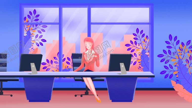 编号：97073809171641326934【酷图网】源文件下载-扁平化科技办公插画