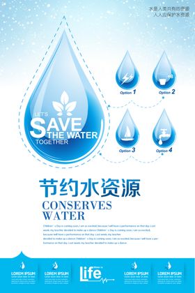 蓝色环保水滴节约用水公益宣传