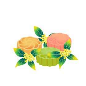 中秋节月饼插画国风免抠素材兔子