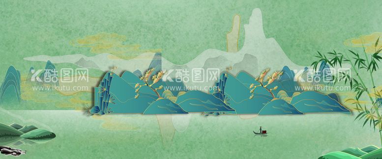 编号：59697311080938383467【酷图网】源文件下载-中式鎏金山水背景