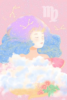 处女座唯美手绘插画ps